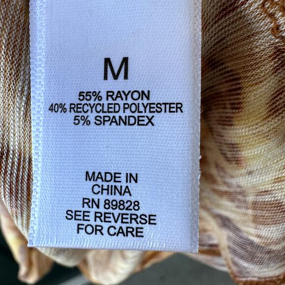 NWOT LOGO by Lori Goldstein QVC Square Neck Top M Fall Spice Print Gold Autumn - Picture 6 of 6